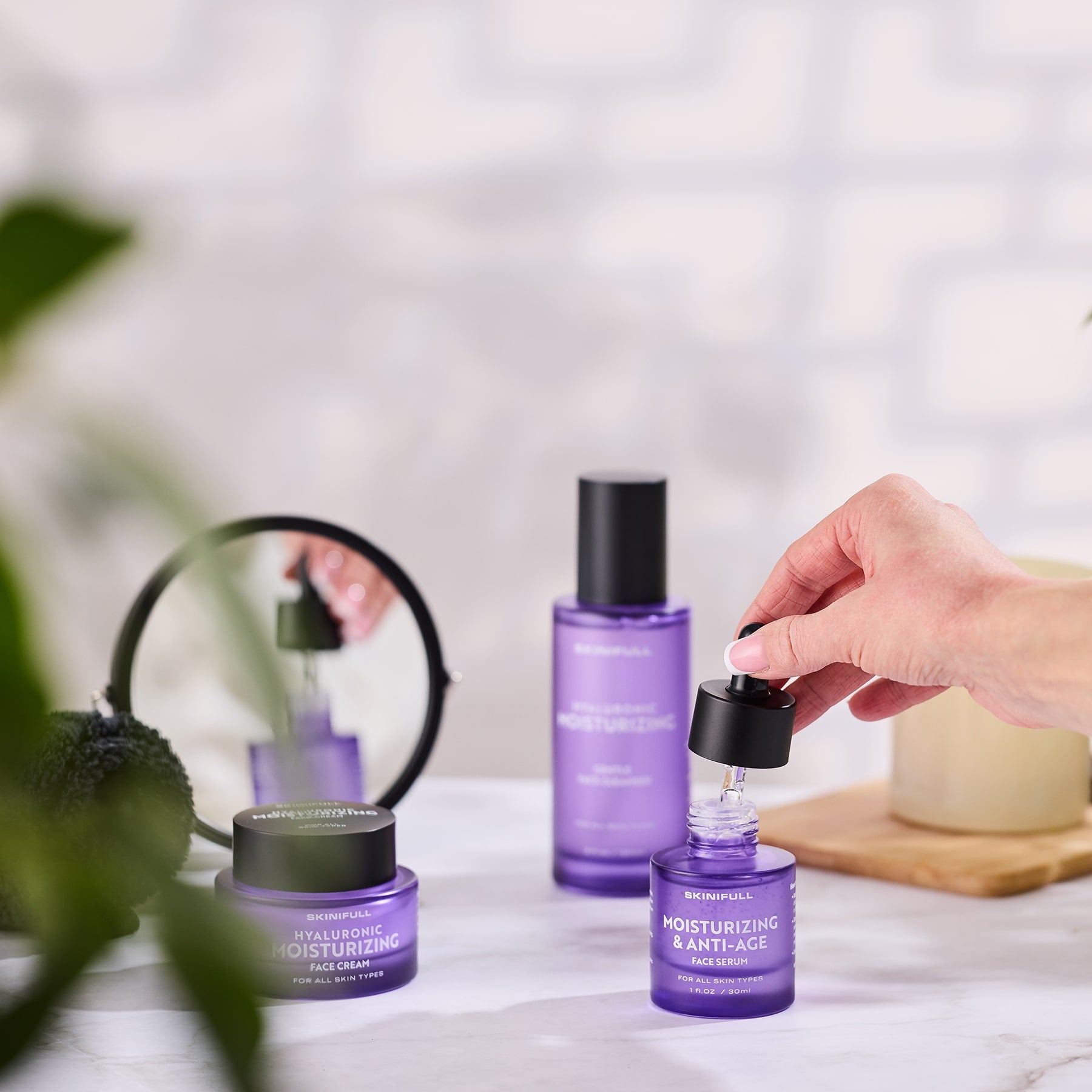 Hyaluronic Face Cream + Anti-Aging Face Serum + Face Cleanser